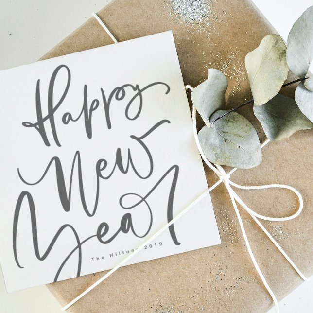 Happy New Year in Plain handwritten text Holiday Card (Creator Uploaded)