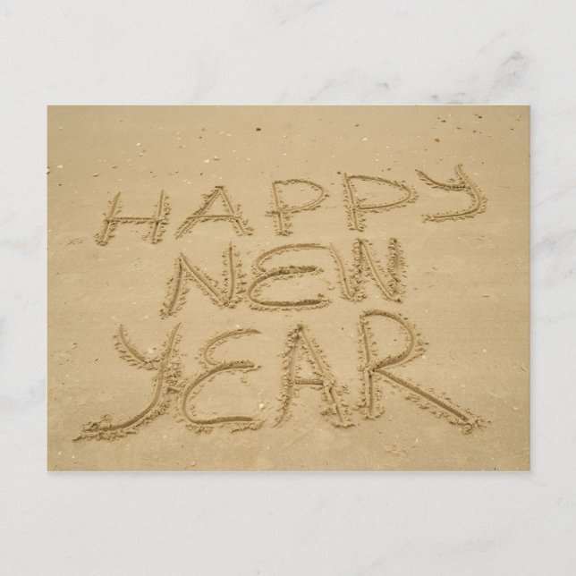 Happy New Year in Sand Postcard (Front)