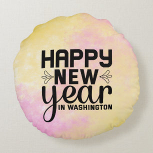 Happy New Year in Washington-54688 Round Cushion