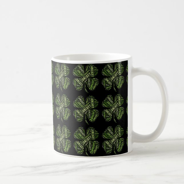 Happy New Year January Good Luck Clovers Lucky Mug (Right)