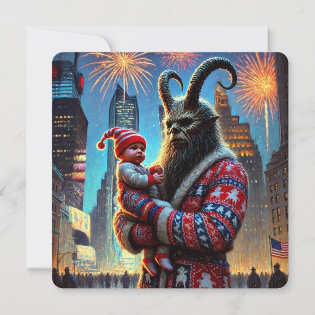 Happy New Year Krampus Holiday Card (Front)