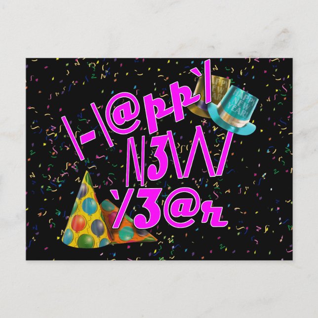 HAPPY NEW YEAR LEET HOLIDAY POSTCARD (Front)