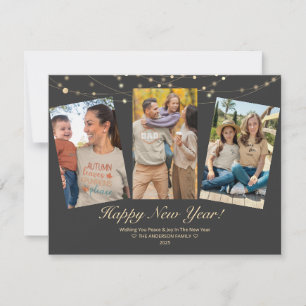 Happy New Year Lights Family Photo Card