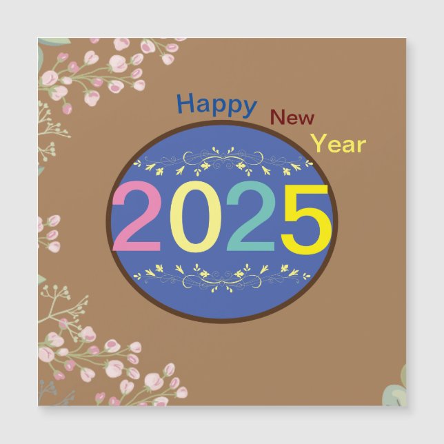 Happy New Year magnetic card 2025 (Front)