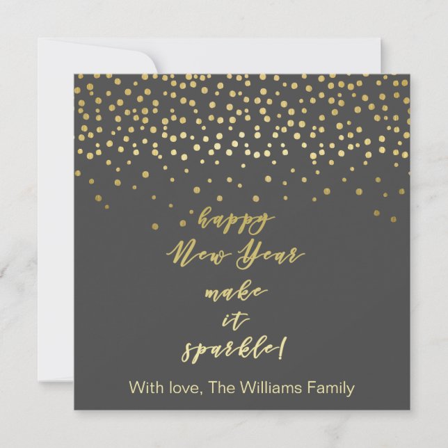 Happy New Year, make it sparkle! Gold Sparkles Card (Front)