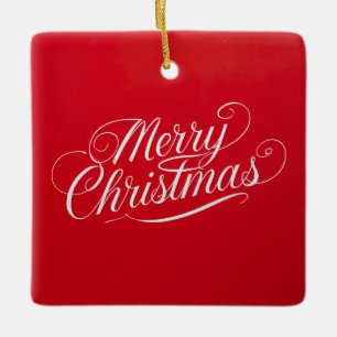 Happy New Year Merry Christmas Holiday Season Ceramic Ornament