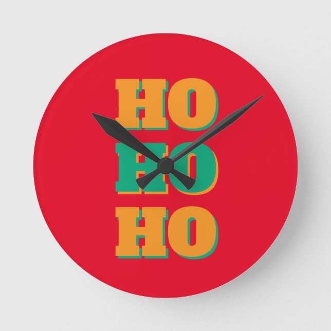Happy New Year Merry Christmas Holiday Season HoHo Round Clock (Front)