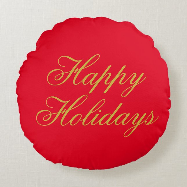 Happy New Year Merry Christmas Holiday Season Round Cushion (Front)