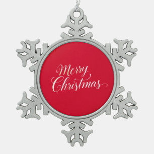 Happy New Year Merry Christmas Holiday Season Snowflake Pewter Christmas Ornament