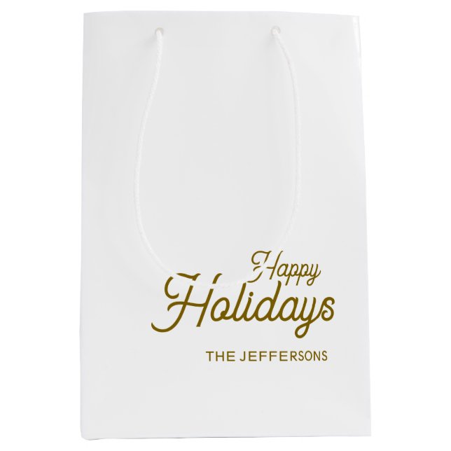 Happy New Year Merry Christmas Seasonal Family Medium Gift Bag (Front)