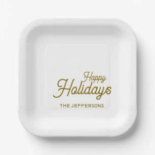 Happy New Year Merry Christmas Seasonal Family Paper Plate