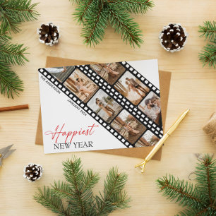 Happy New Year Minimal Camera Film Collage Photo Holiday Card
