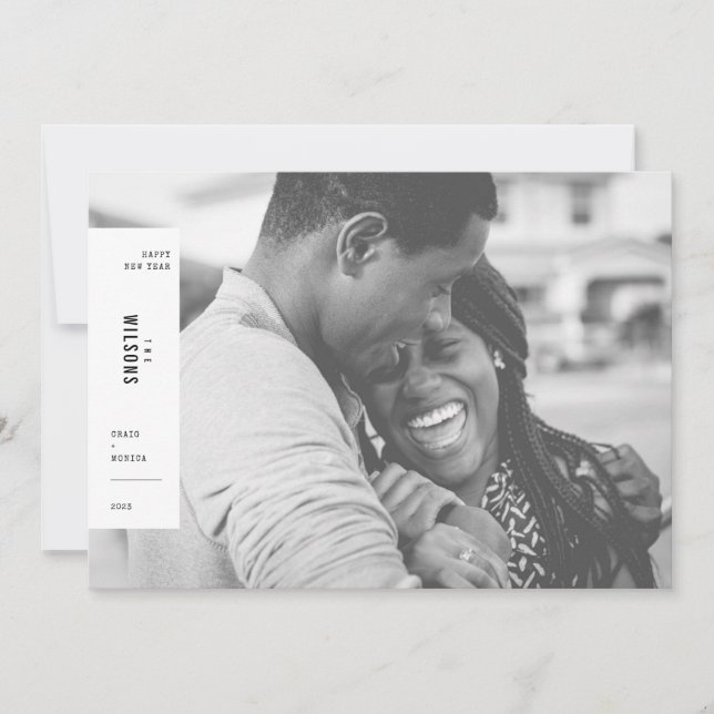 Happy New Year Minimalist Aesthetic Photo Holiday Card (Front)