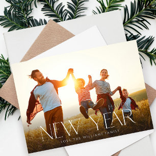 Happy New Year Minimalist Chic Photo Card