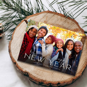 Happy New Year Minimalist Chic Photo Card 2