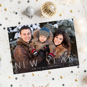 Happy New Year Minimalist Chic Photo Card 3