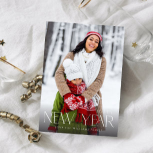 Happy New Year Minimalist Chic Photo Vertical Invitation