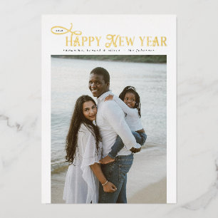 Happy New Year Modern Chic Family 4 Photos Collage