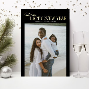 Happy New Year Modern Chic Family 4 Photos Collage