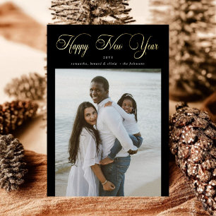 Happy New Year Modern Chic Family 4 Photos Collage