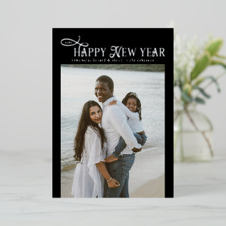 Happy New Year Modern Chic Family 4 Photos Collage