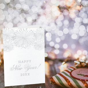 Happy New Year! Modern Fireworks Photo Foil Card