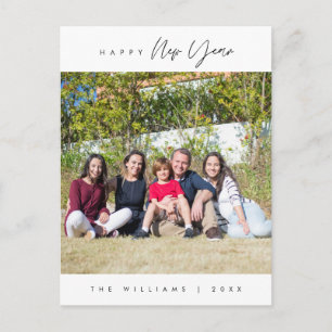 Happy New Year, Modern Greeting Family Photo Postcard