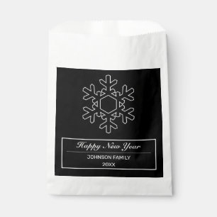 Happy New Year Modern Minimalist Black White Favour Bags