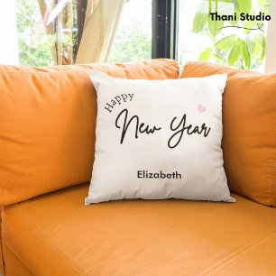 Happy New Year Modern Minimalist Typography Cushion