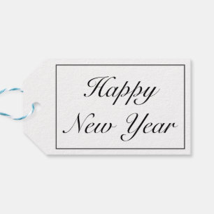 Happy new Year Modern Minimalist White Black Gift Tags
