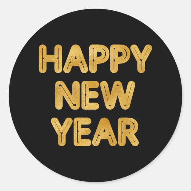 Happy New Year Modern Typography Classic Round Sticker (Front)