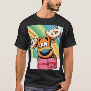 Happy New Year Moose - Festive Celebration Design T-Shirt