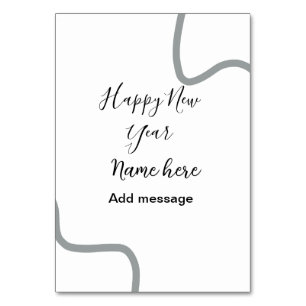 Happy new year name message gray simple holiday table number
