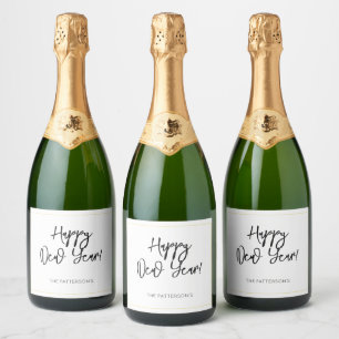 Happy New Year NAME Sparkling Wine Label Fun Moder