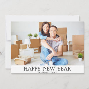 Happy New Year & New Address Photo With Calendar Holiday Card