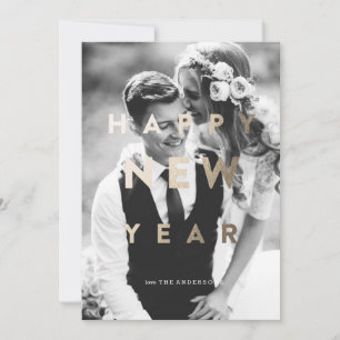 Happy New Year!   New Year Gold Holiday Photo Card