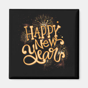 Happy New Year New Years Eve Party , Black  Magnet