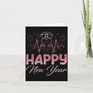 Happy New Year Nurse Crew Heartbeat New Years Eve Card