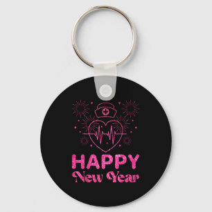 Happy New Year Nurse Crew Heartbeat New Years Eve  Key Ring