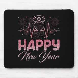 Happy New Year Nurse Crew Heartbeat New Years Eve  Mouse Pad