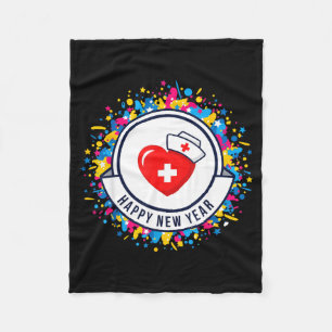 Happy New Year Nurse Shirt Cute Nk Heartbeat Medic Fleece Blanket