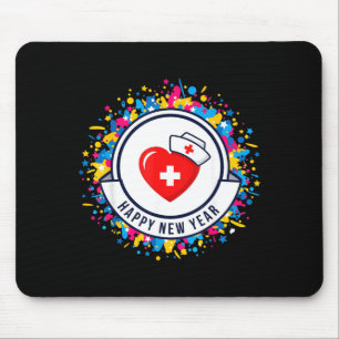 Happy New Year Nurse Shirt Cute Nk Heartbeat Medic Mouse Pad