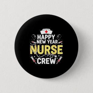 Happy New Year Nurse Shirt, Fireworks Stethoscope  6 Cm Round Badge