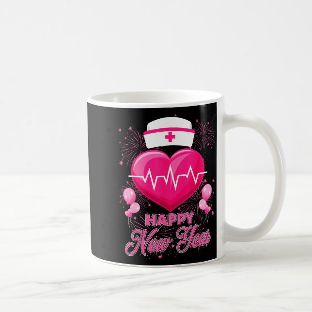 Happy New Year Nurses Heartbeat New Years Eve Part Coffee Mug (Right)