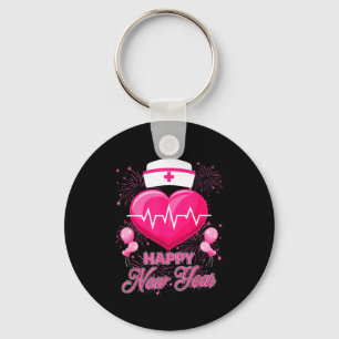 Happy New Year Nurses Heartbeat New Years Eve Part Key Ring