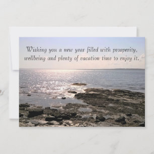 Happy New Year Ocean Photo Well Wishes Holiday Card