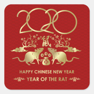 Happy New Year of The Rat - 2020 Square Sticker