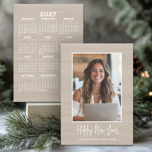 Happy New Year Office Photo with 2027 calendar Holiday Card