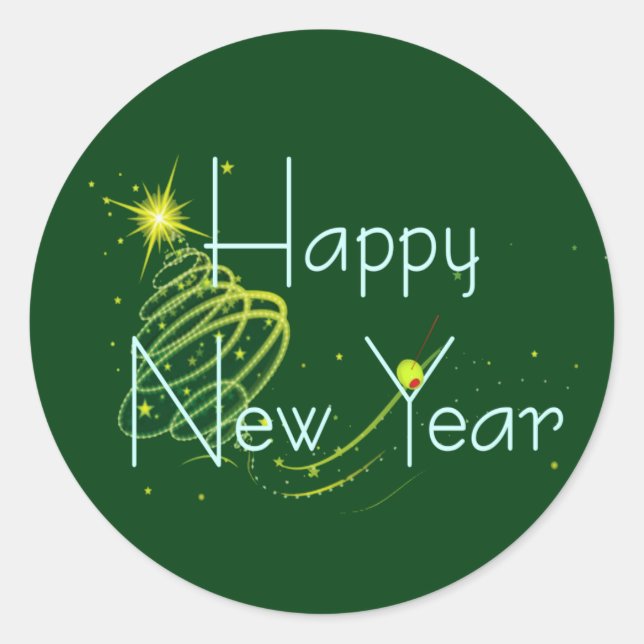 HAPPY NEW YEAR OLIVE by SHARON SHARPE Classic Round Sticker (Front)