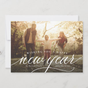 Happy New Year one photo elegant Holiday Card